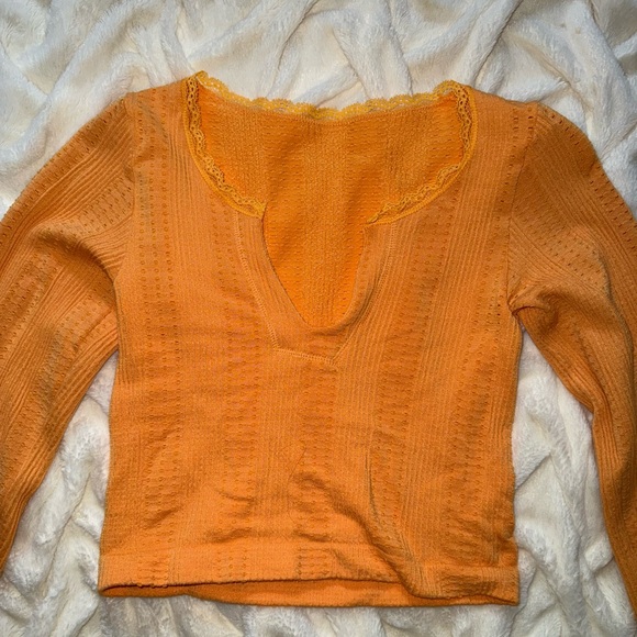 Urban Outfitters Orange Ruched Crop Blouse - Picture 2 of 5